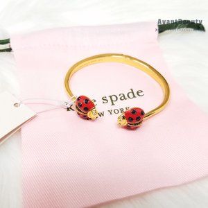 Kate Spade Gold Ladybug Red Bug Dust Bag Bracelet